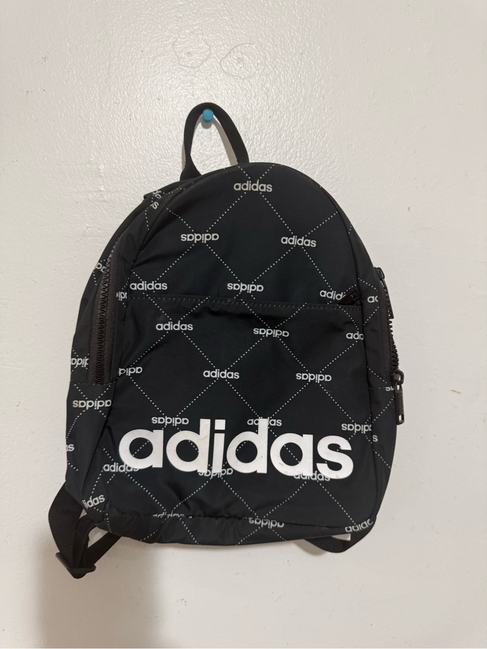 adidas Black Mini Backpack with White Logo Print